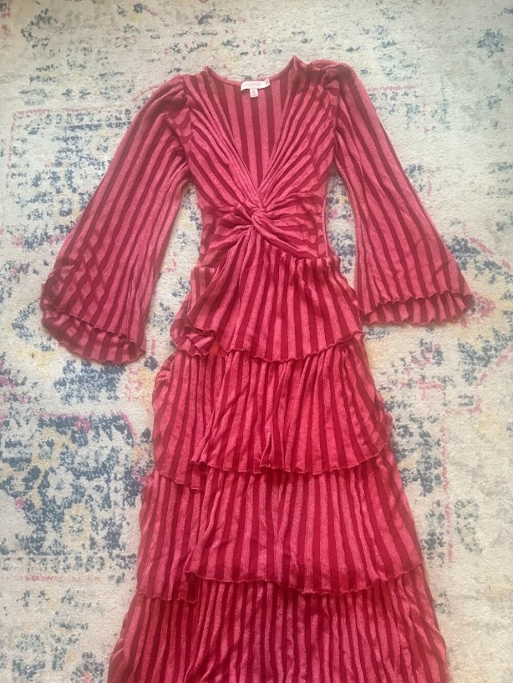 Anthropologie Cecilia Prado Twist Front Deep V Tiered Maxi Dress - S